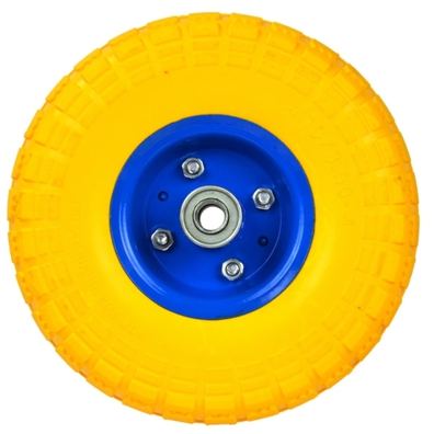 Koło wózka 3.50-4 poliuretan Geko G71026 kółko pełne żółte