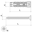 Kołek rozporowy uniwersalny SFXP 10x60 wkręt z łbem stożkowym 6x70 (2)