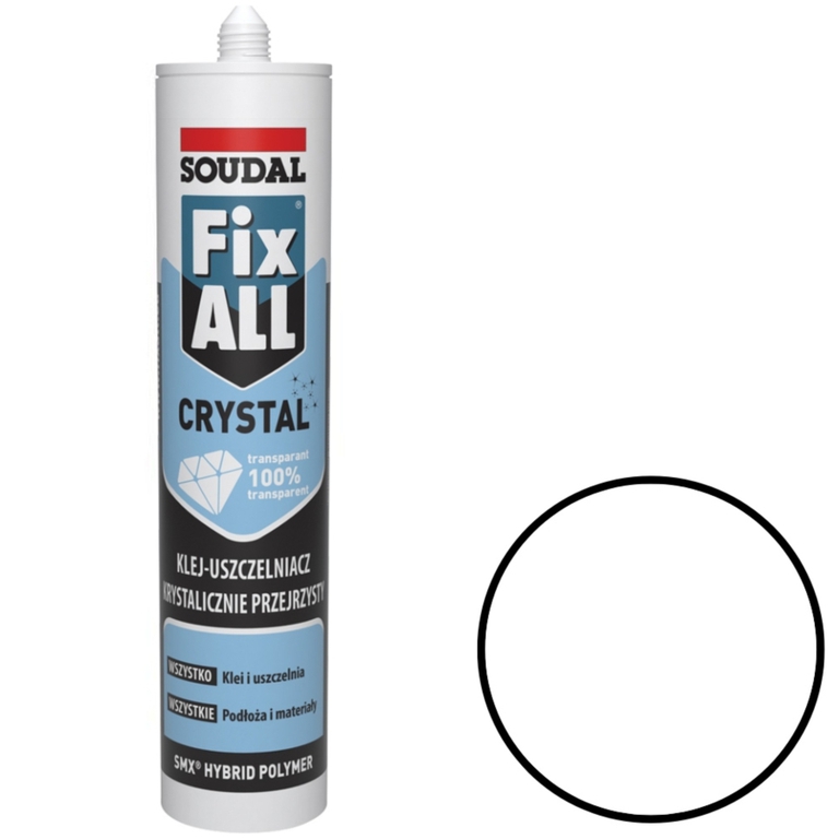 Uszczelniacz klej bezbarwny 290ml Soudal Fix ALL Crystal (1)