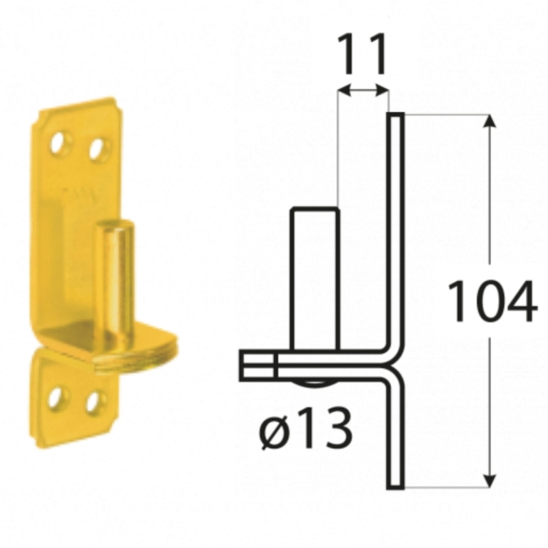 Uchwyt czopowy zawiasu pasowego 11x104x4,0mm łącznik C13/11 DMX 8303 (1)