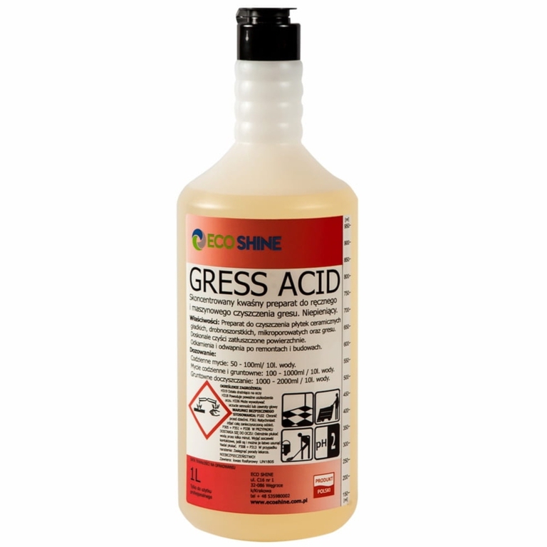 Koncentrat do ręcznego i maszynowego mycia gresu po remontach 1L Eco Shine Gress Acid (1)