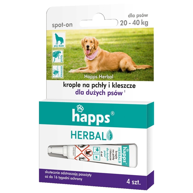 Krople przeciw pchłom i kleszczom dla psa 20-40kg Herbal happs 1614 BROS (1)