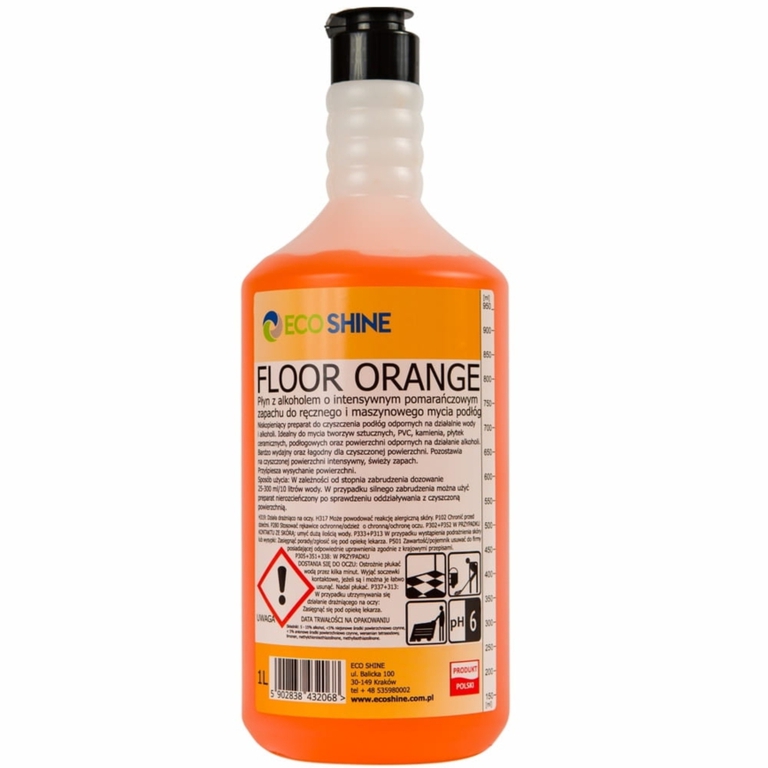 Płyn z alkoholem do mycia podłóg 1L Eco Shine Floor Orange zapach pomarańczy (1)