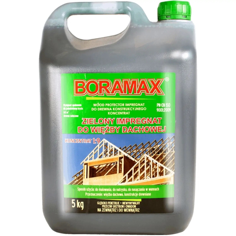 Impregnat do drewna 5kg koncentrat 1:9 zielony Boramax do więźby dachowej (1)