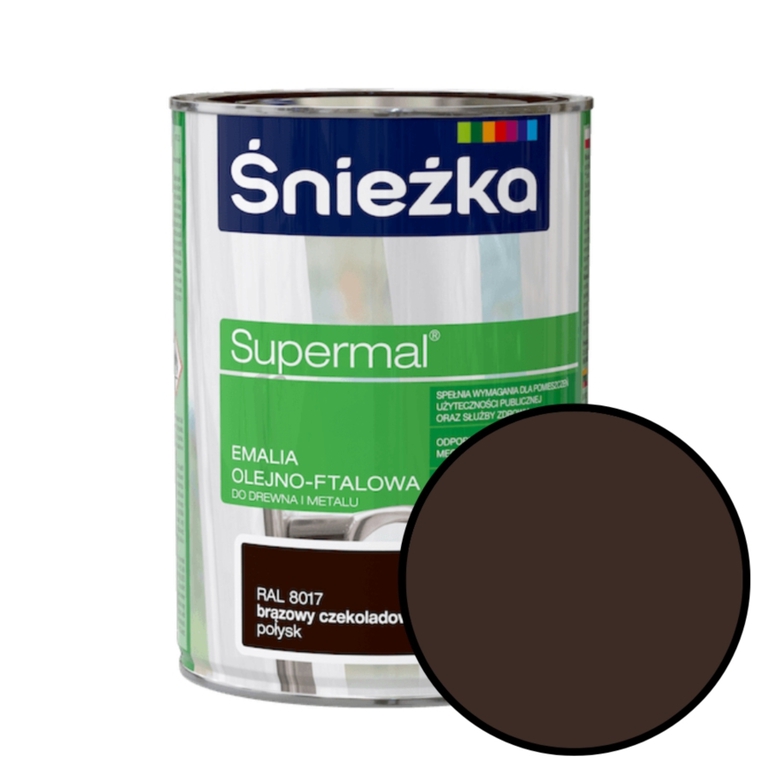 Emalia Supermal Olejno-Ftalowa 0,8L brązowy czekoladowy połysk RAL8017 Śnieżka 91014248 (1)