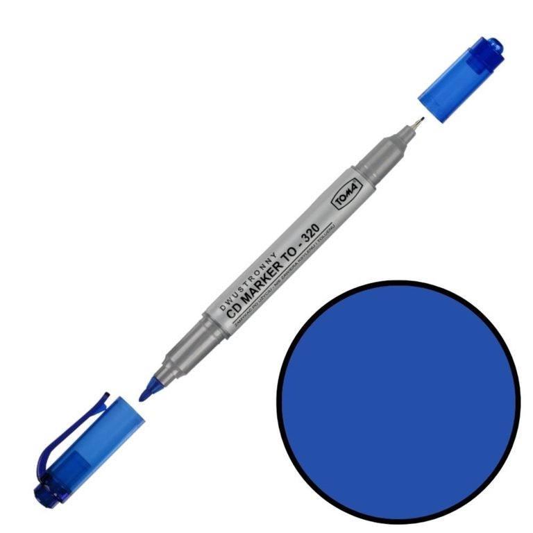 Marker permanentny niebieski ⌀0,5/0,8mm dwustronny Toma TO-3202 (1)
