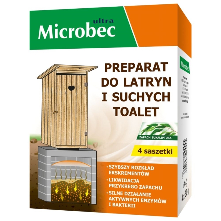 Preparat do latryn i suchych toalet Microbec Ultra saszetki 30g 4szt.BROS (1)
