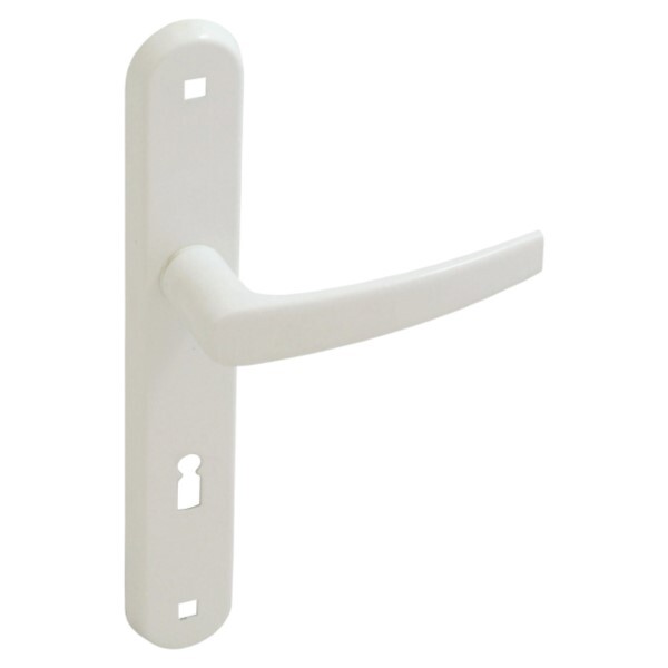 Klamka drzwiowa 72mm klucz biała (1)