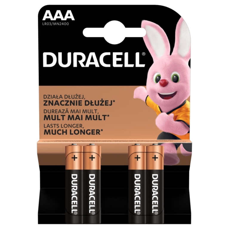 Bateria LR03 4szt. Duracell alkaliczna AAA 44,5x10,5mm 1,5V (1)