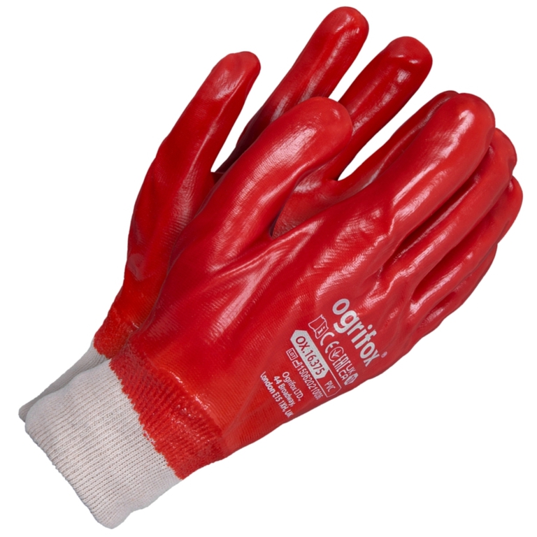 Rękawice robocze PVC Ogrifox OX-PVC C roz.10 czerwone (1)