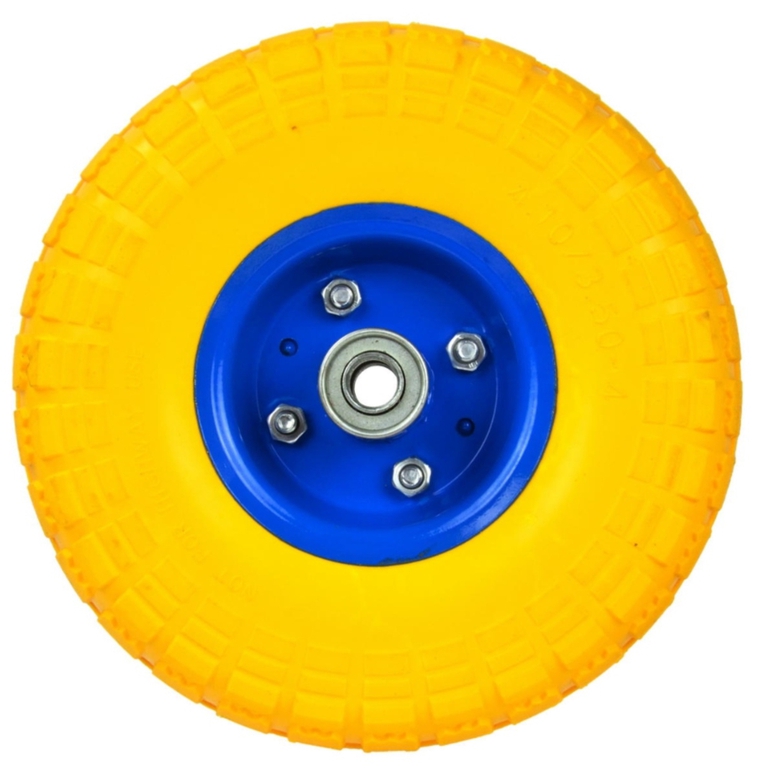 Koło wózka 3.50-4 poliuretan Geko G71026 kółko pełne żółte (1)