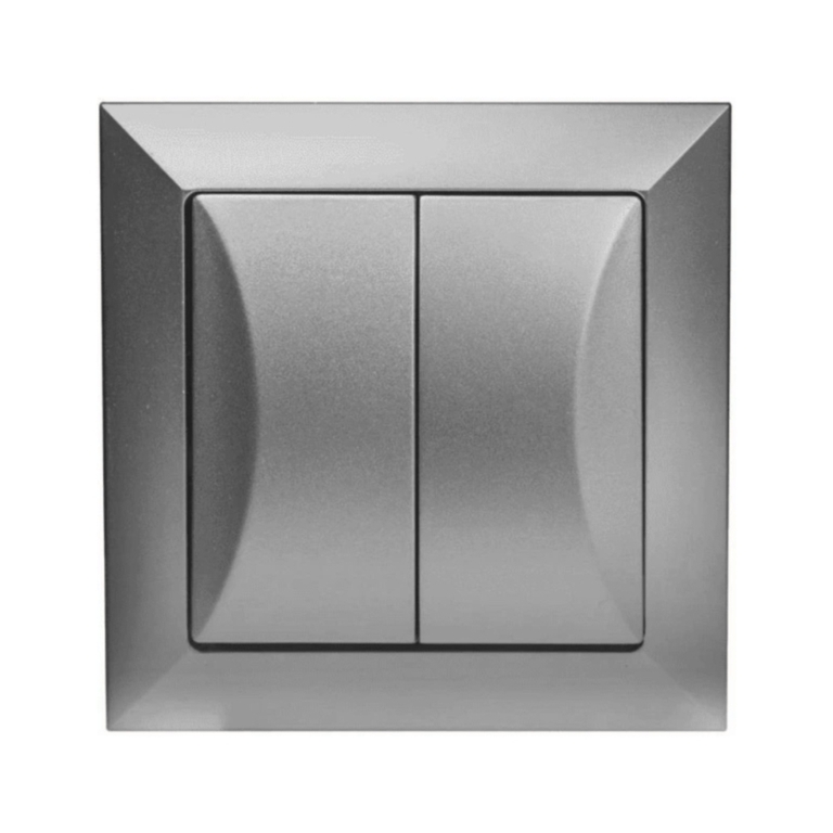 Wyłącznik podtynkowy podwójny schodowy Opal srebrny Timex WP-5/2 Op SR (1)