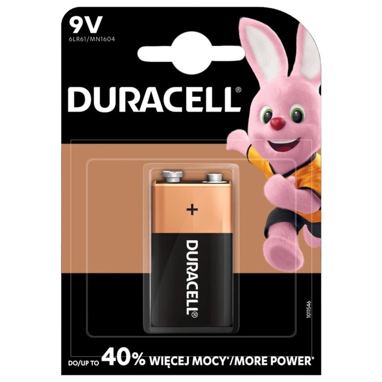 Bateria R9 Duracell 6LR61 alkaliczna E 48x26x17mm 9V (1)