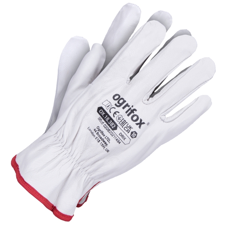 Rękawice robocze skóra licowa Ogrifox OX-DRIX W roz.10 białe (1)